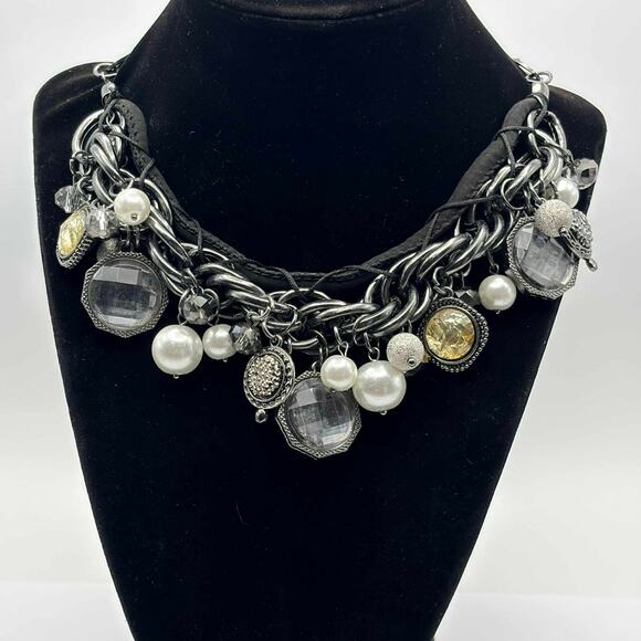 Black Multi Crystal/Bead Necklace - Picture 1 of 4